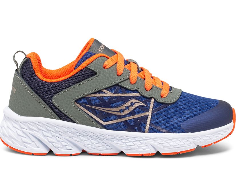 Tenis Saucony Viento Encaje Niños Verde Oliva Azul Marino Naranjas | México 772KORI
